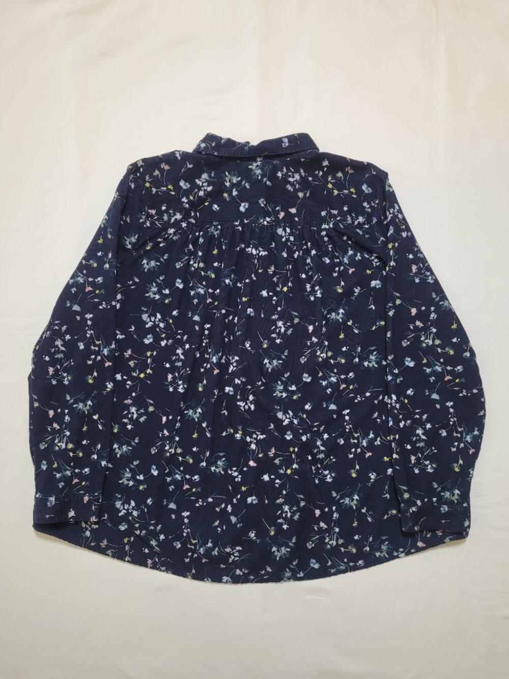 J. Jill Navy Blue Floral Corduroy Button Down Blouse Top Medium Coastal Grandma - Picture 2 of 10